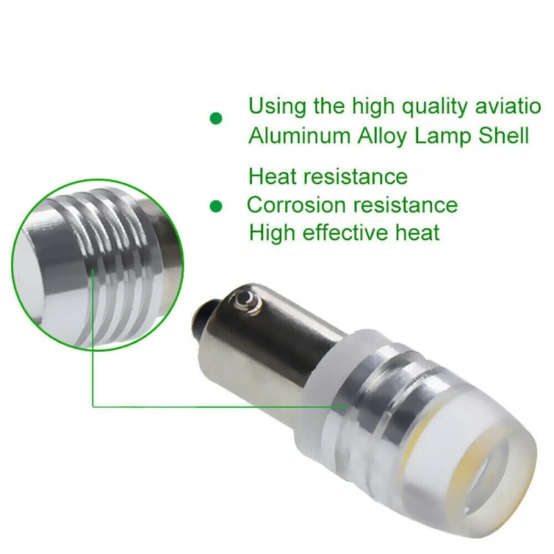 Indicateur de voiture LED BA9S T4W, ampoule 2W DC 6V 12V 24V, lumière de carte intérieure breton, ampoule de marqueur de coin latéral, ambre jaune, 2 pièces