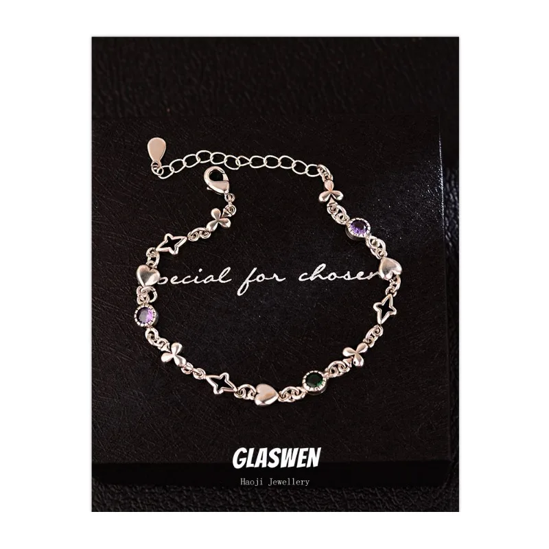 

Популярный хип-хоп браслет с цветными цирконами для женщин, корейский нишевый высококачественный трендовый ювелирный аксессуар с цветком сливы