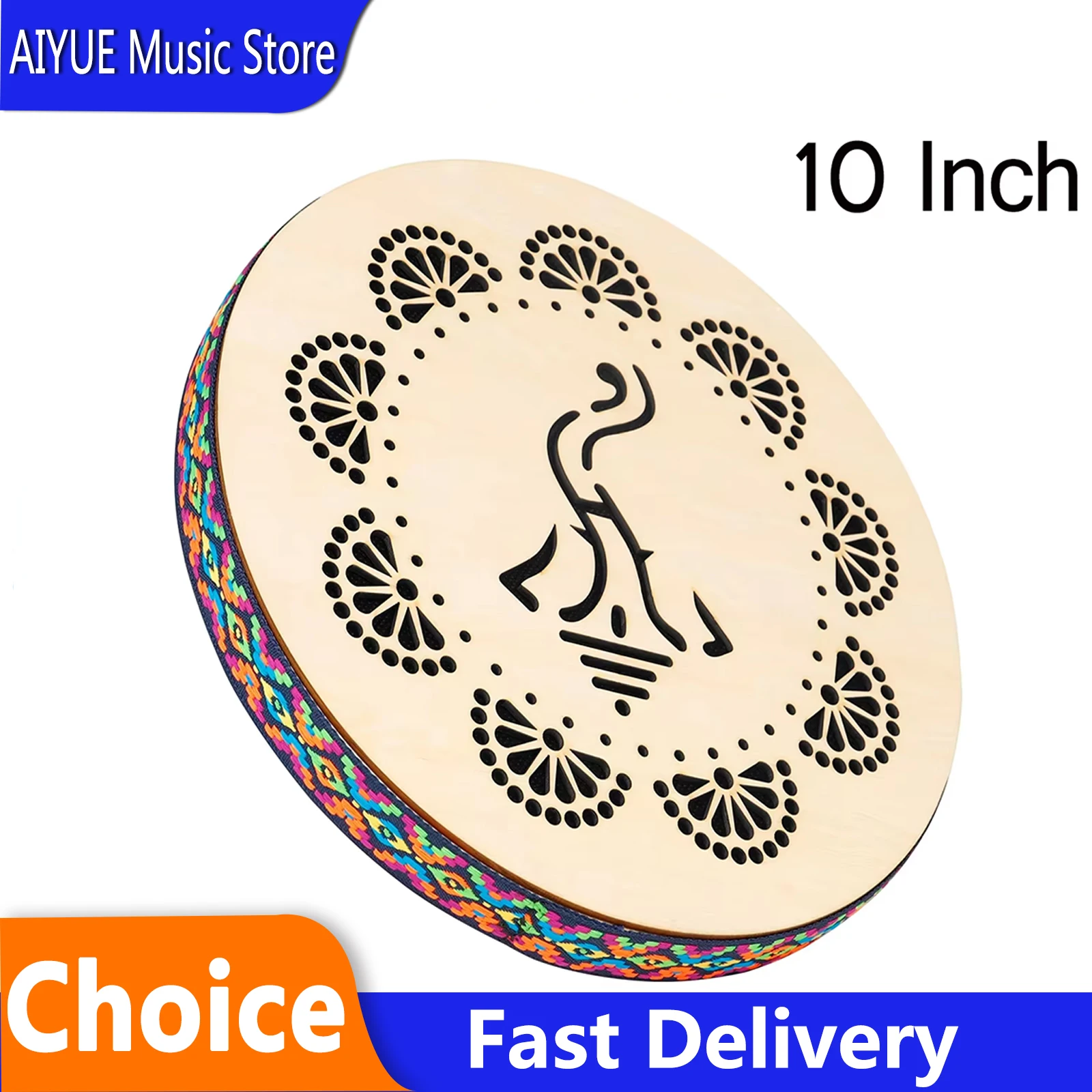 10 Inch Tambourine Wooden Handbell Stream Sound Tambourine For Dance Concerts Ocean Drum for Gift Children Percussion Instrument