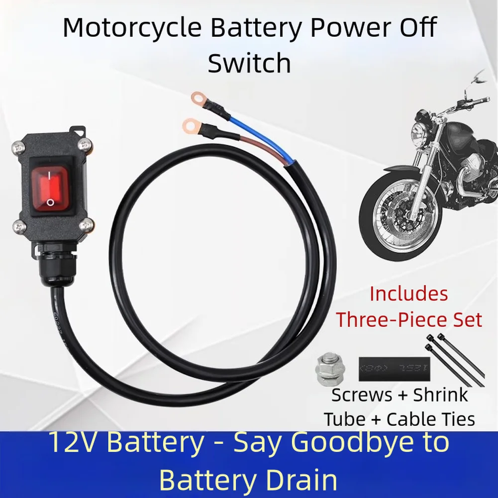 

1 шт., 30/50/100 см, выключатель питания для мотоцикла, выключатель аккумулятора, 12 В/24 В, водонепроницаемый выключатель питания, сверхмощный аварийный выключатель