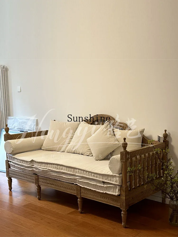 Solid wood sofa simple small apartment sofa bed