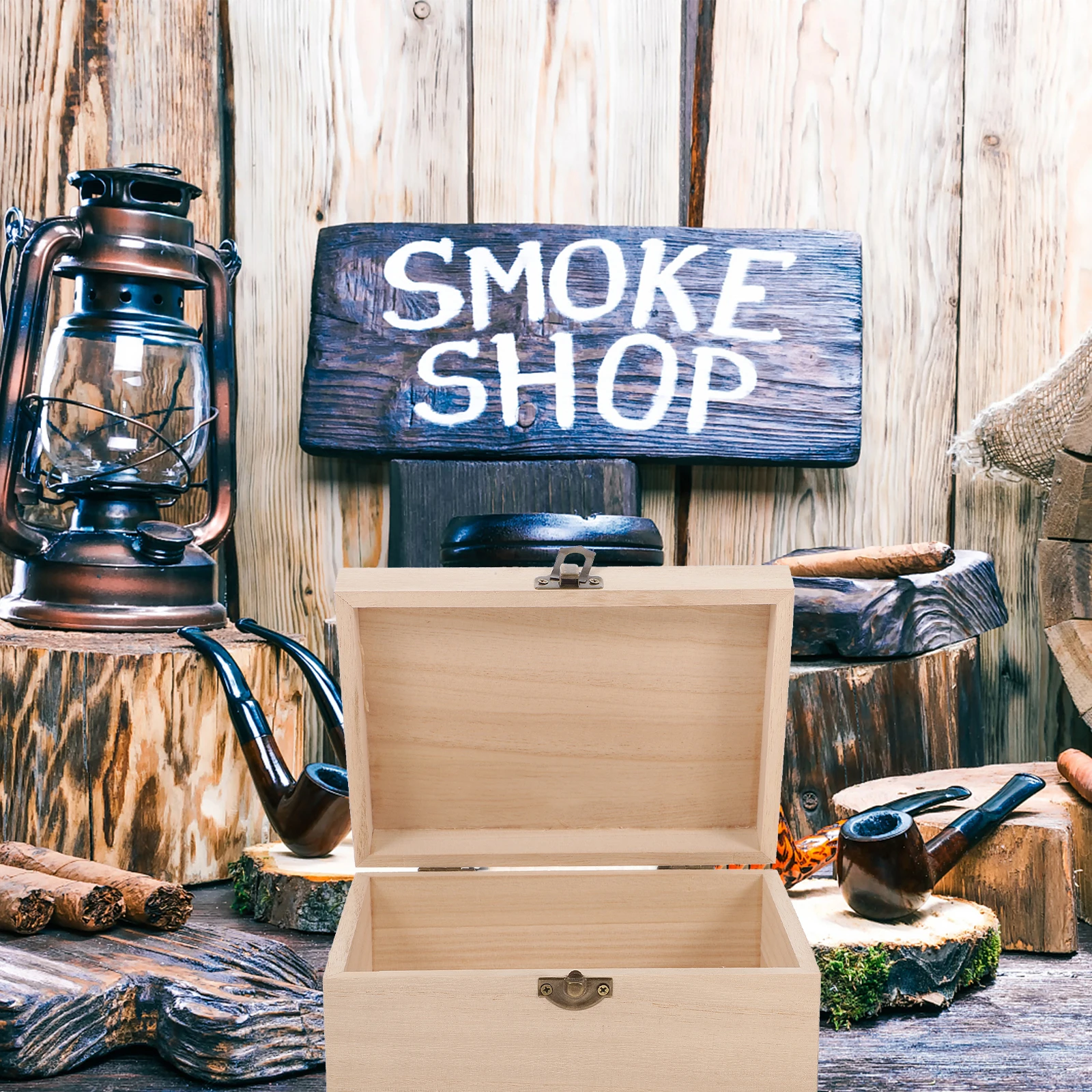 

Wooden Box Set Large Capacity Lock Design Diy Graffiti Unfinished Storage Case For Jewelry Cosmetics Crafts Gift