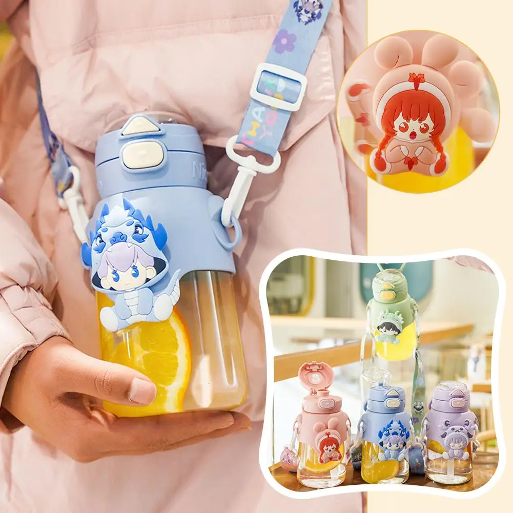 

Милые детские бутылки для воды с соломинкой для девочек, детская большая емкость 650 мл, кавайная мультяшная школьная дорожная чашка для воды E6h5