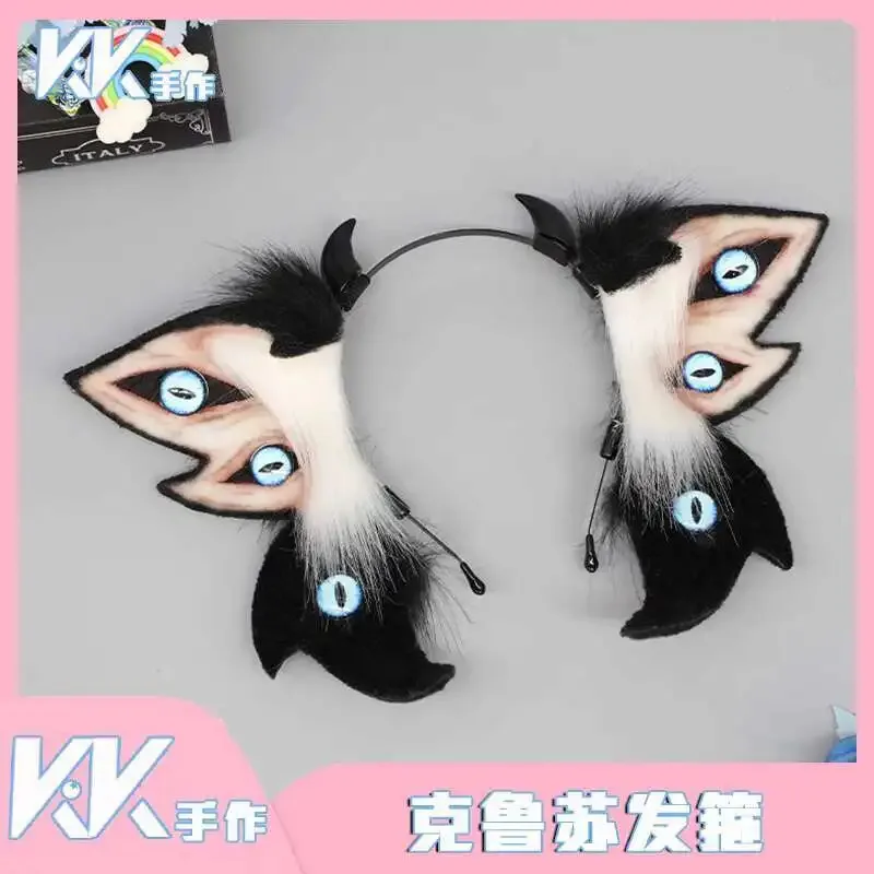 Dy20new chegada halloween diabo orelhas cocar comic-con traje simulação olhos animais orelhas de pelúcia hairband preto acessórios de cabelo