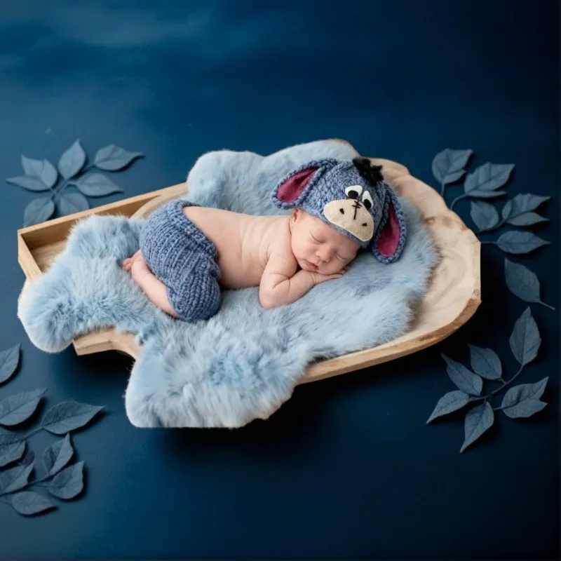 

Одеяло из кроличьего меха и вязаный комплект, роскошный костюм для фотосъемки новорожденных кролика ручной работы, 3 шт., профессиональный реквизит для детской фотосессии