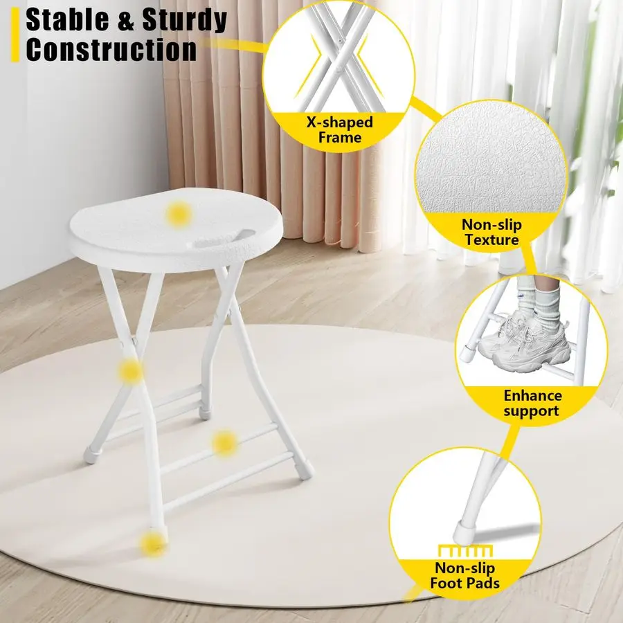 Pack Folding Stools with Foldable Table 6ft, Heavy Duty Dining Table and Chairs with Lock Function amp Carrying Handle, Portable