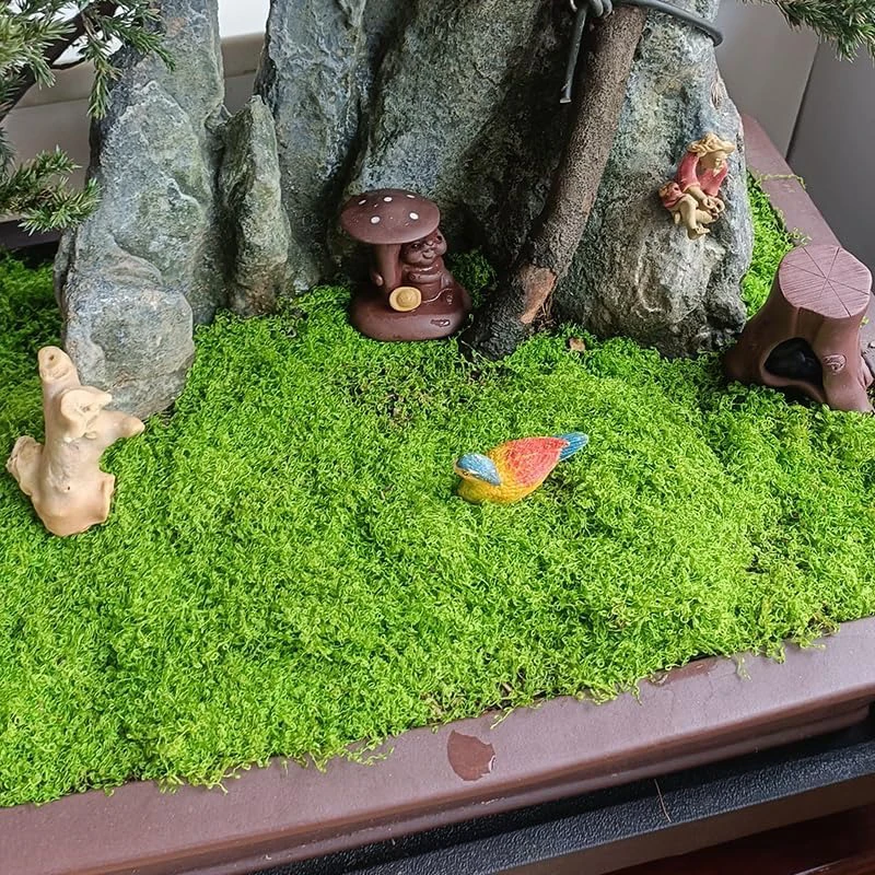 Grünes künstliches Moos, DIY-Handwerk, Gras, künstliches Moos, künstliches konserviertes Moos, grüne Pflanze, Zuhause, Zimmer, Garten, Dekor, Landschaft, künstliches Gras – Detail 10