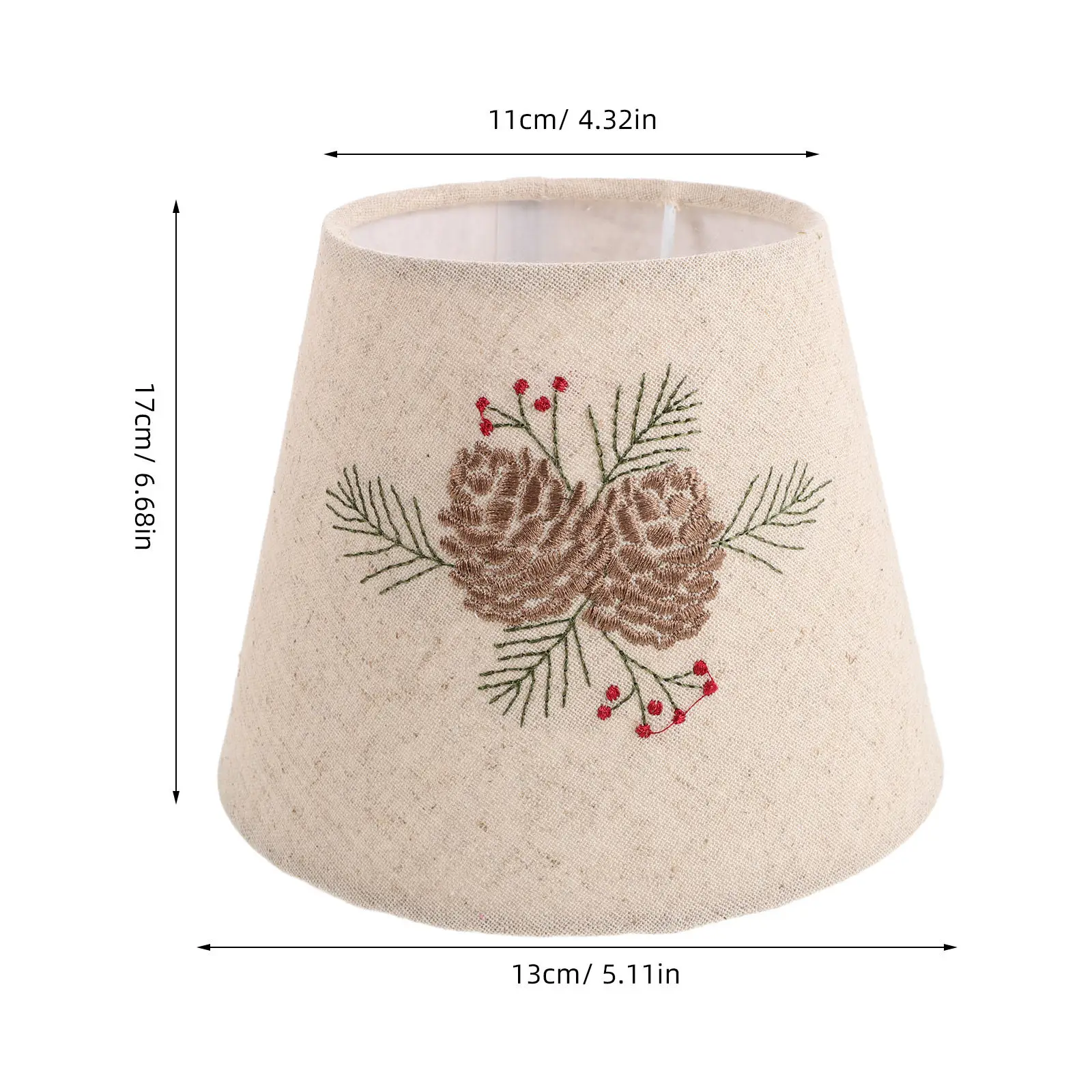 Small Fabric Embroidered Barrel Lampshade Top 4.3 Bottom 6.7 Height 5.1 for Table Lamp Bedside Light Fits E27 E14 Decorative