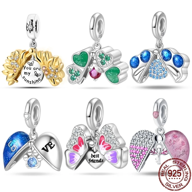 

S925 Sterling Silver Event Design Series-Blue Love Pendant Fit 3mm Bracelet DIY Charm For Women Jewelry Fashion Gift Hot