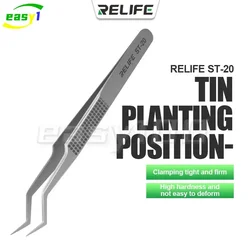 RELIFE ST-20 Precision Tweezers Curved Tips Chip Tin Placement Positioning for Mobile Phone Circuit Board Repair Tools