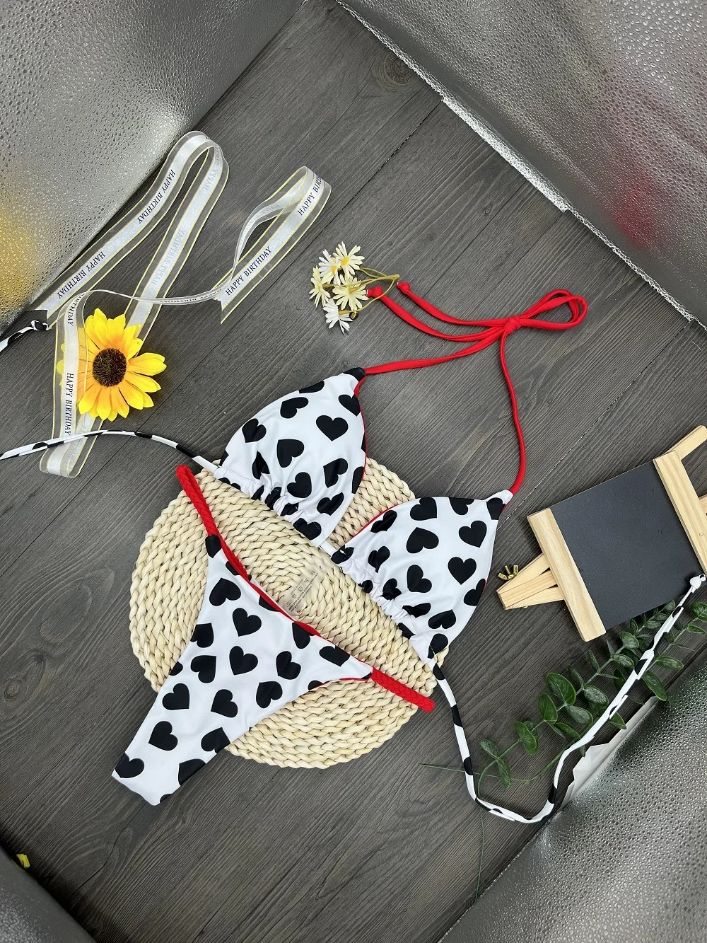 RUOTONGSEPT مثير 2024 مجموعة البكيني لطيف طباعة النساء ملابس السباحة رفع 2 قطعة ملابس السباحة الإناث ثونغ بحر لباس سباحة Biquini