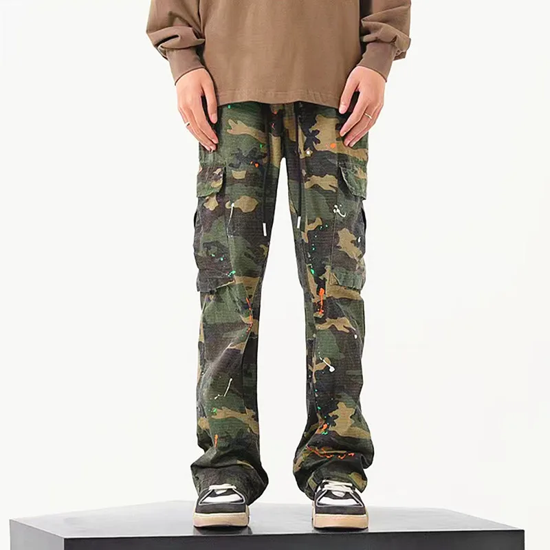 2023 Y2K Fashion Ink Graffiti Camouflage Baggy Cargo Tracksuit Pants For Men Clothing Joggers Women Casual Loose Long Trousers