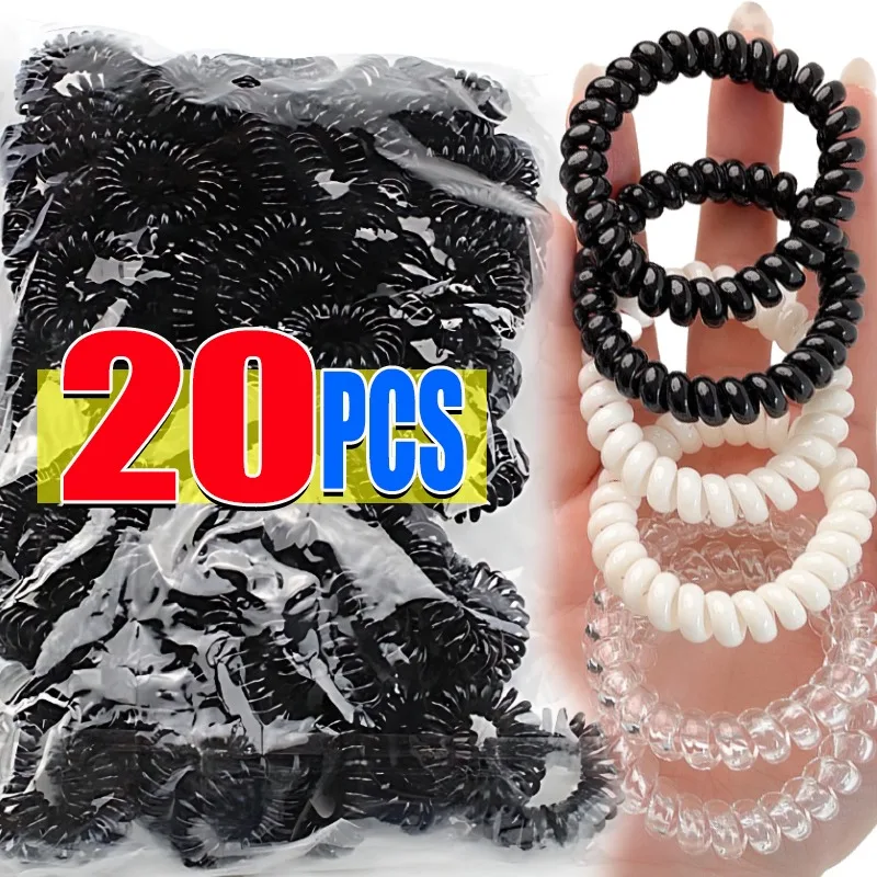 1/20Pcs Large Spiral Hair Ties 45mm Spiral Hair Bands Coil Hair Bands Telephone Cord Bobbles No Trace Strong Hold Waterproof