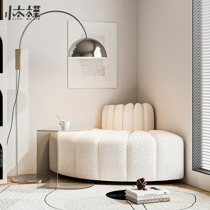 

French cream wind small apartment bedroom corner module sofa fabric leisure lazy sofa