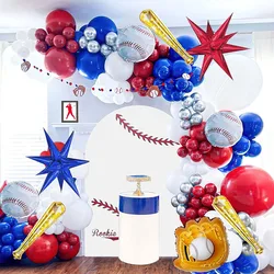 Baseball Balloon Garland Arch Kit Red Blue White Silver and Star Explosive Baseball Bat Glove Balloon Fot Sports Theme Party New Year 1St Birthday Decoration