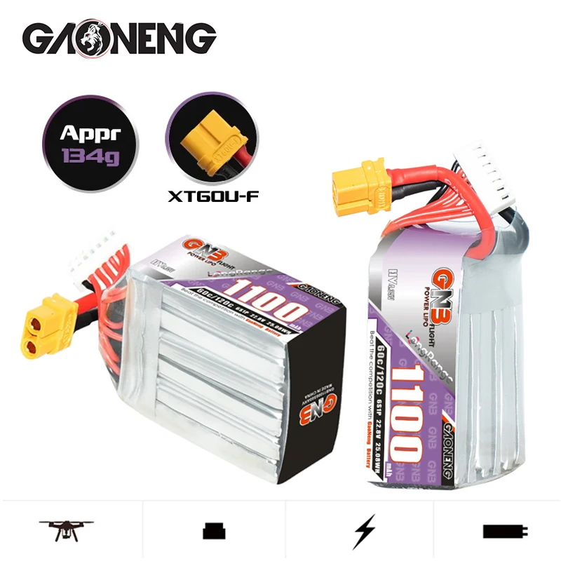 Original GNB HV 6S 22.8V 1100mAh 60C/120C Lipo Battery For Racing Drone FPV Quadcopter Helicopter Airplane Parts 22.8V Battery