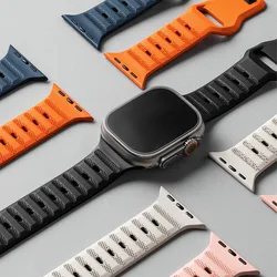 Fluororubber Band for Apple Watch Sport Strap Ultra 2 49/45/44/42mm Luxury Rubber Soft Strap Iwatch Ultra9 8 7 Se 6 5 Watchband