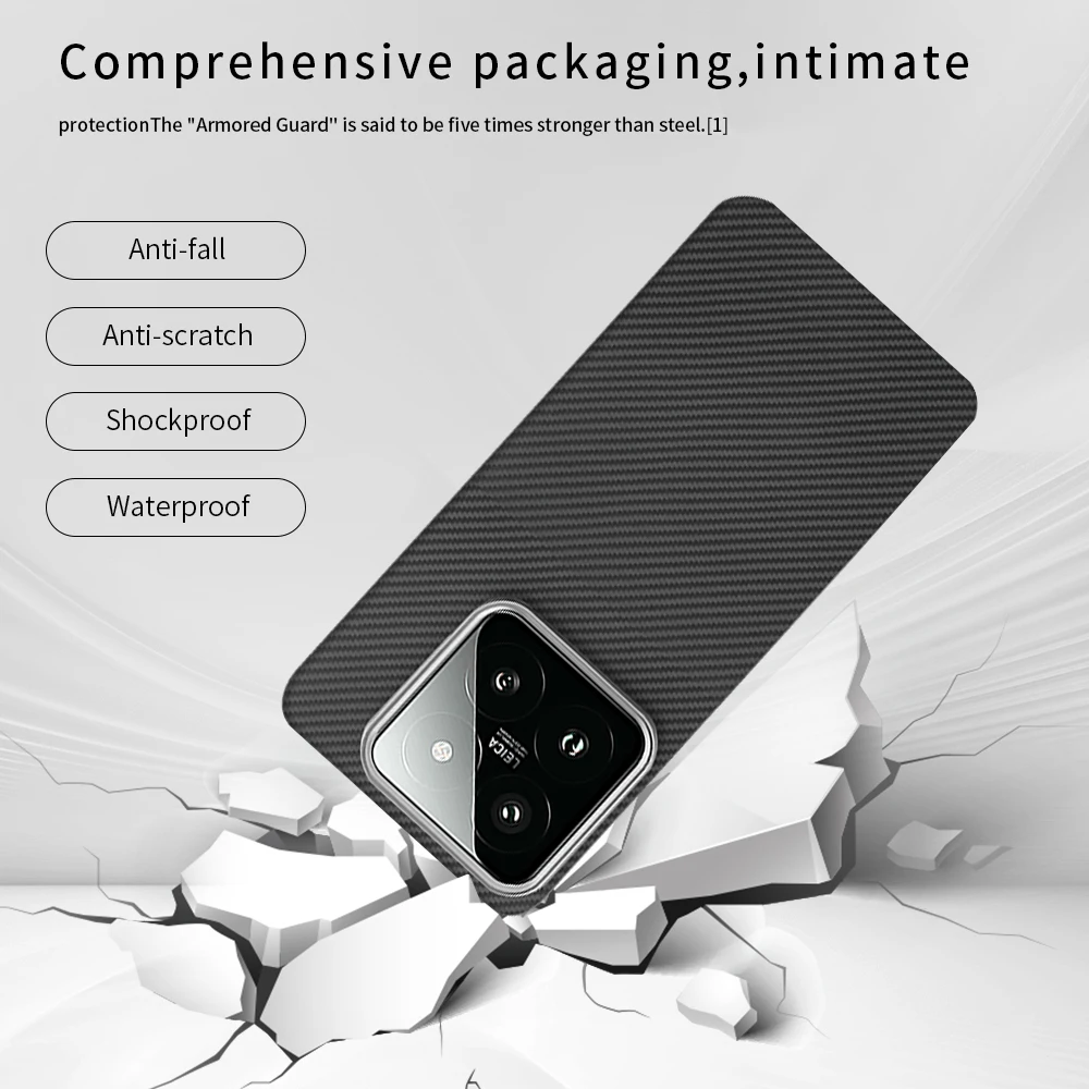 Do Xiaomi 17/Xiaomi 15: etui z włókna aramidowego Kevlar 600D, cienkie, twarde, z magnetycznym zamknięciem, czarne, smukłe, lekkie, czerwone. — zdjęcie produktu 4