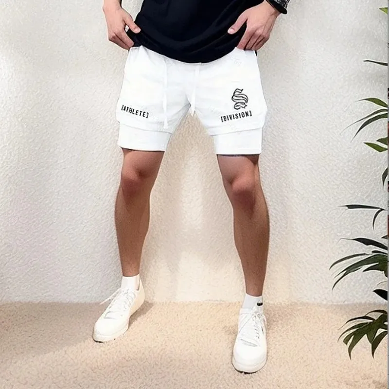 2024 NEW 2 IN 1 Sport Running Casual Breathable Shorts Men Double-deck Jogging Quick Dry GYM Shorts Fitness Workout Men Shorts