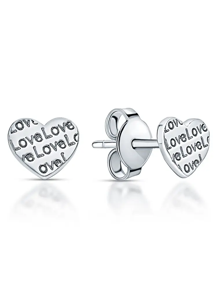 925 فضة على شكل قلب الأذن ترصيع الحب رسالة القرط للنساء المشاركة الزفاف عالية الجودة غرامة مجوهرات هدايا
