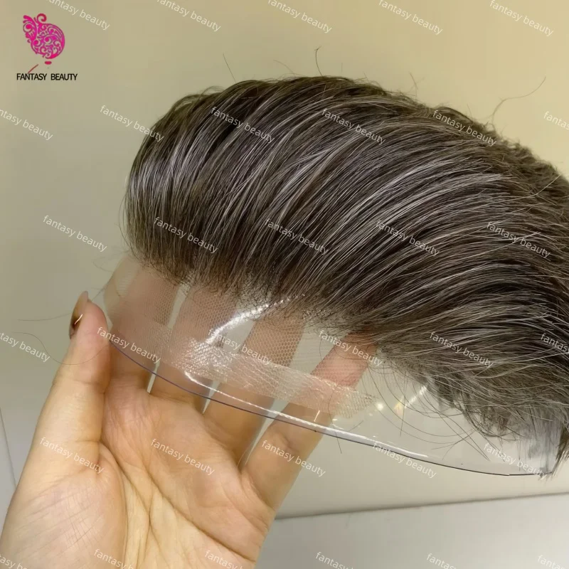 

#18 Darkest Beige Blonde Swiss Lace&Thin PU men toupee Male Huma Hair Prosthesis Men's Wig #7lightest brown 6" Wigs For Man