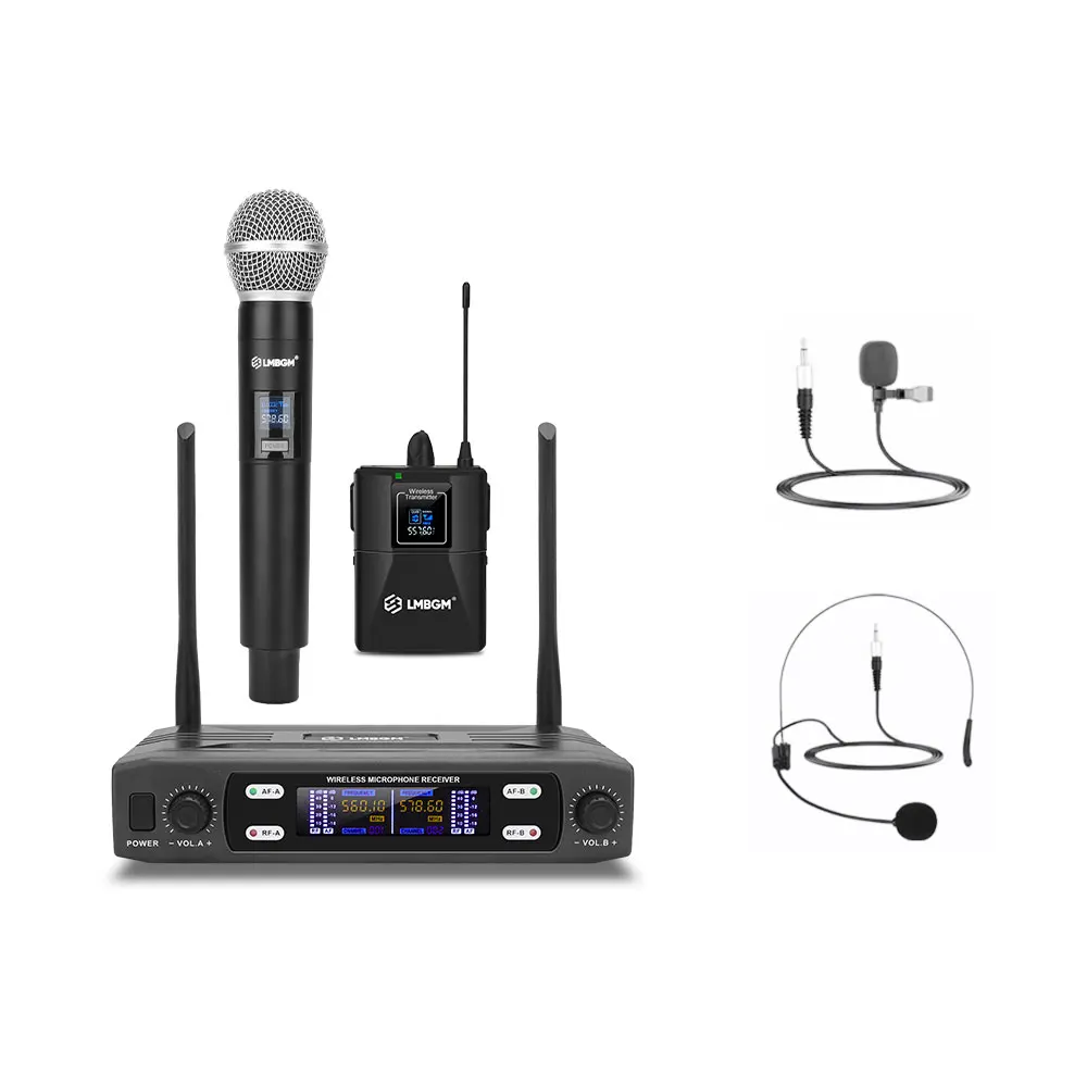 LMBGM R12 Drahtloses Mikrofonsystem Enthält 1 Gürteltransmitter und 1 Vergoldetes Mikrofon. Ideal für Karaoke zu Hause. – Detail 14