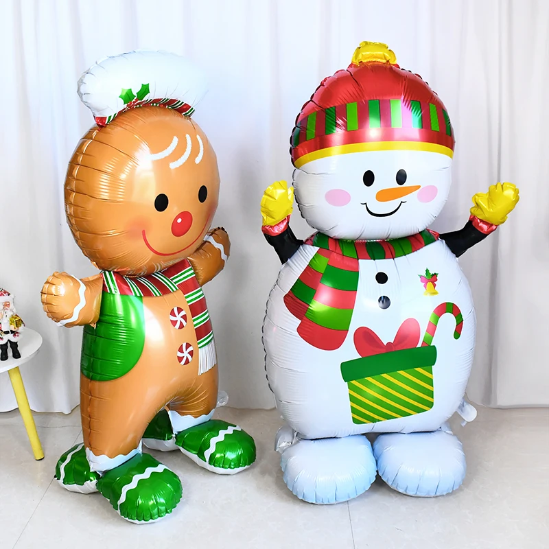 Grands ballons de Noël en aluminium, bonhomme de neige, bonhomme en pain d'épice, père Noël, décoration de fête, cadeau de nouvel an, 2025