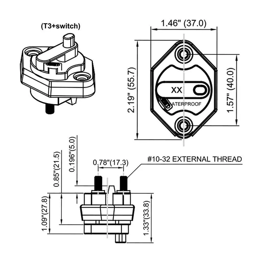 Interruptor de circuito para autocaravana, inversor de fusibles con botón de Reinicio Manual, sistema eléctrico Camper, 12V-32V CC,