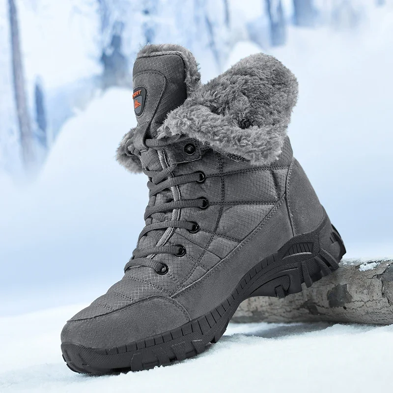 New Winter Boots for Middle-aged and Elderly People Round Toe Plain Casual Snow Boots Low Heel High Tube Thick Cotton