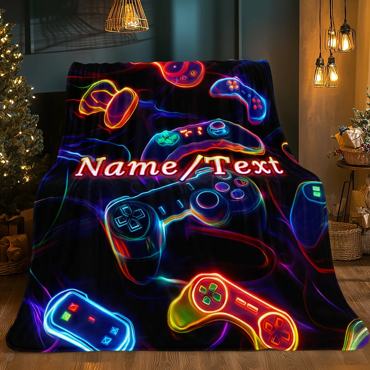 اسم مخصص JW بطانية الصوف للتحكم في ألعاب الفيديو، مناسبة للأريكة والسرير وأعياد الميلاد والأطفال والأصدقاء والهدايا