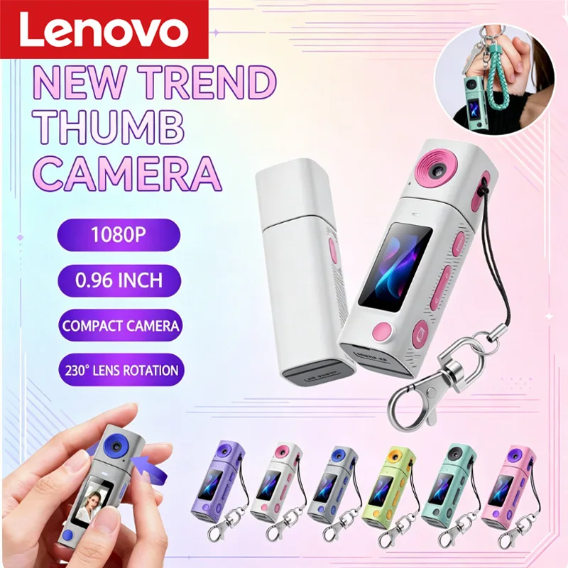 Mini caméra espion HD Lenovo G10 230 °   Objectif rotatif pour la capture vidéo et photo numérique de sports de plein air, 1080P, coloris Macaron