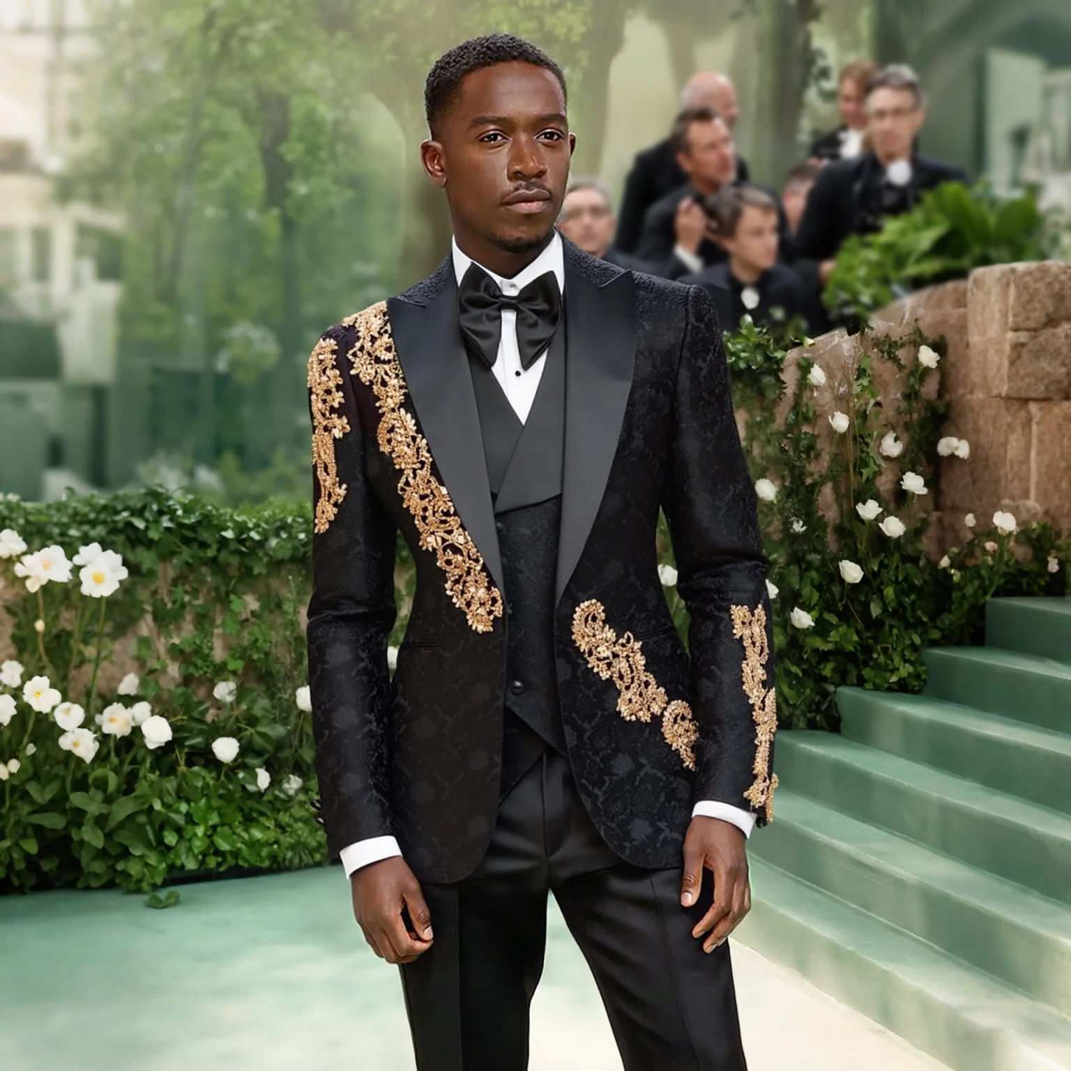 Модные жаккардовые свадебные костюмы, комплект из трех предметов, пиджак, однобортный смокинг для жениха, выпускной, на заказ, traje de hombre