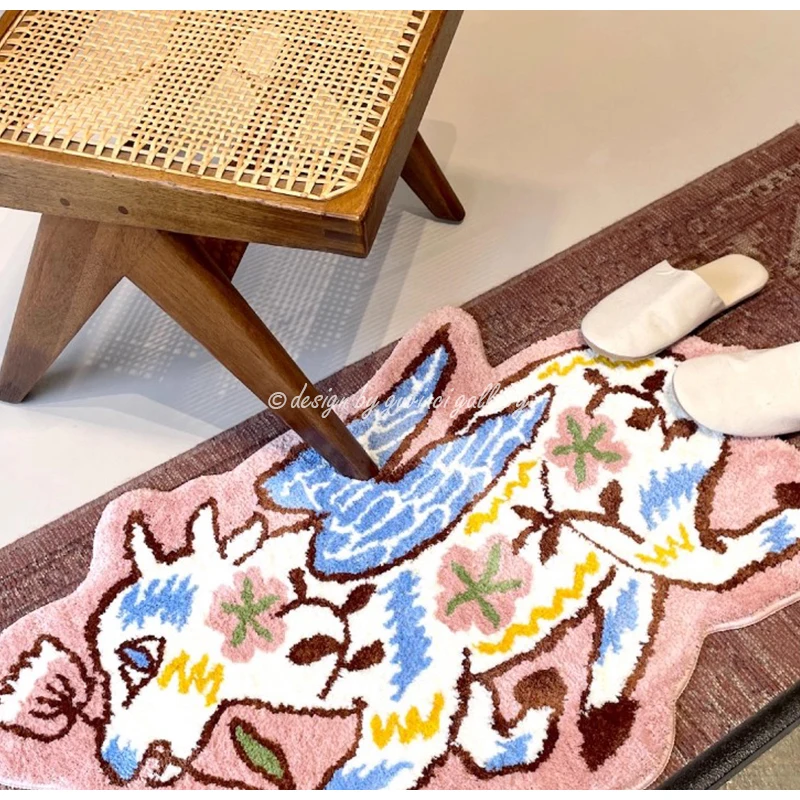GUVINCI GG Style Mystical Animal Shape Carpet Fly Goat Soft Tufted Area Rug Floor Mat Doormat Christmas New Year Home Decoration