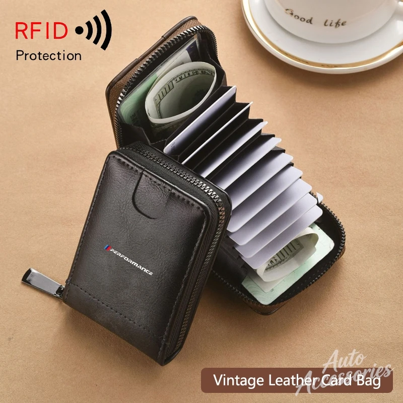 Car Wallet Leather Coin Purse Zipper Styling Auto Accessories For BMW X6 X4 X7 Performance X1 X3 X5 E39 E46 E90 F20 E60 Sticker