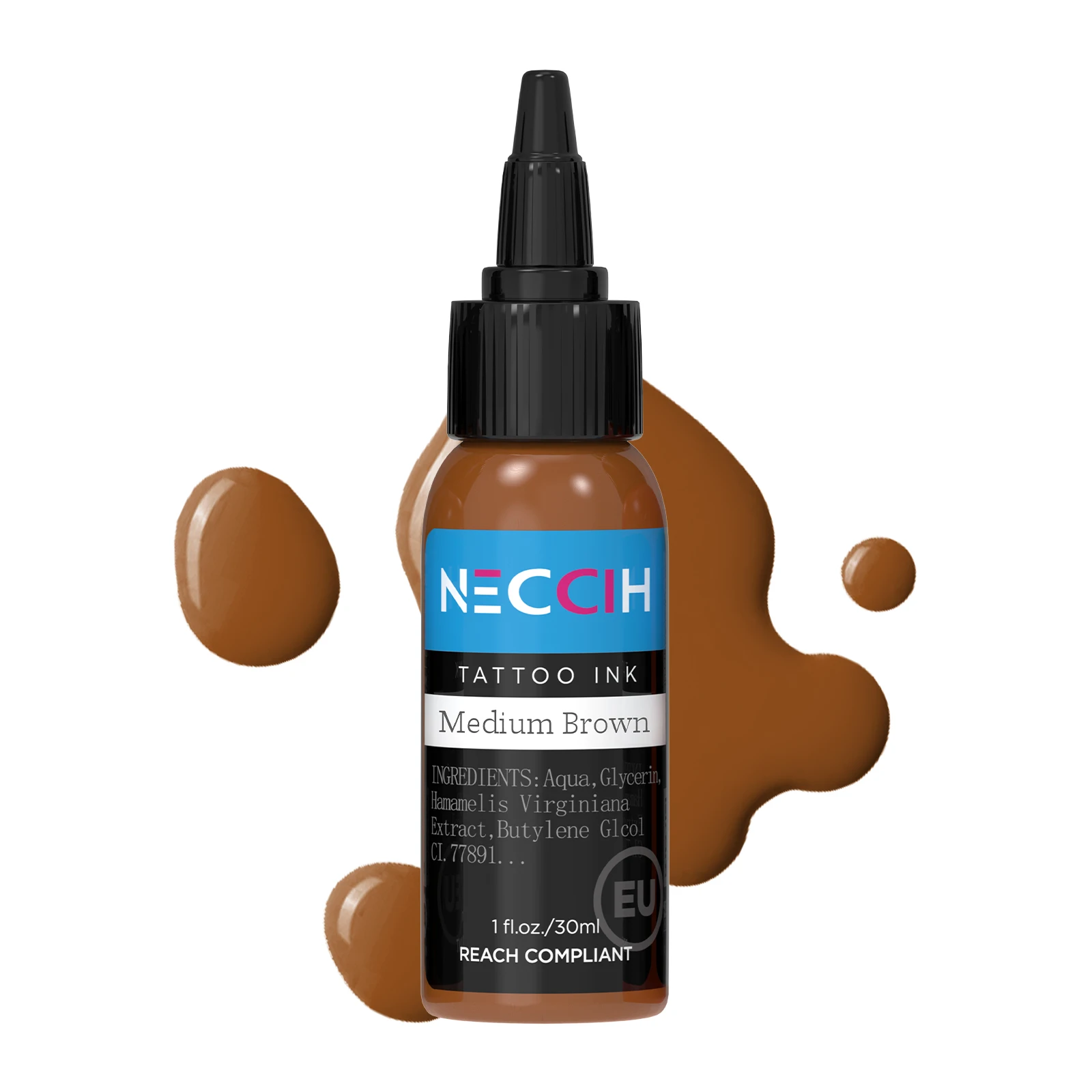 30ML Medium Brown Tattoo Ink Bottle Professional BRN Tattoo Pigment for Permanent Skin Body Art Natural Plant Extract
