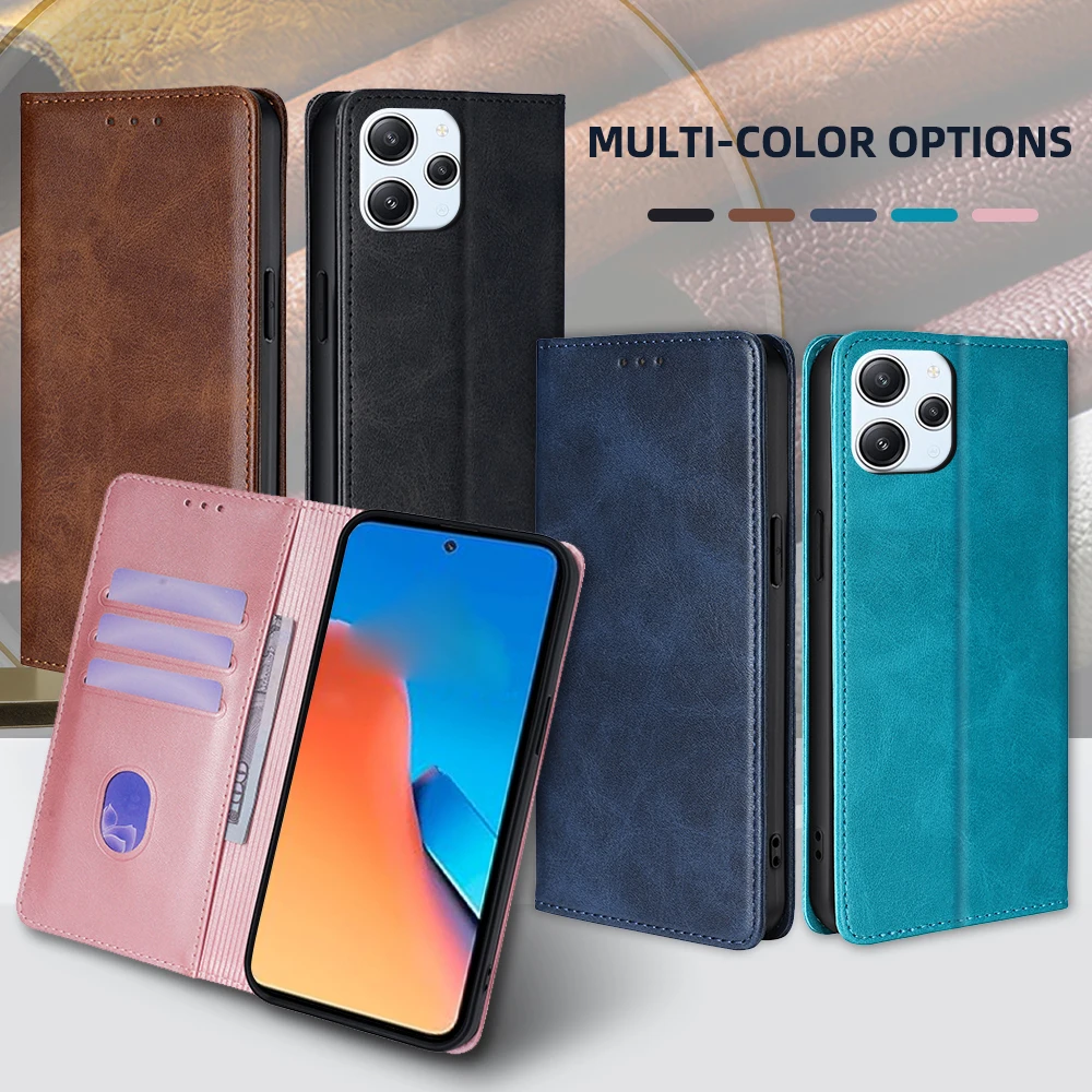 Retro Leather Flip Phone Case for Xiaomi Poco M6 M4 M3 M2 Pro M5 M5S Magnetic Wallet Case with Cover Stand Business Case Funda