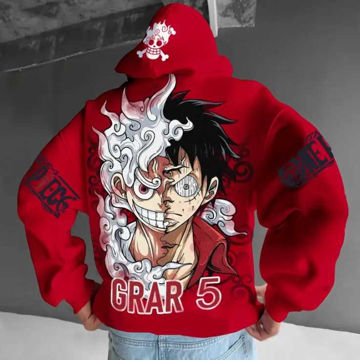 

Official One Piece anime printed loose and oversized street hoodies for men and women