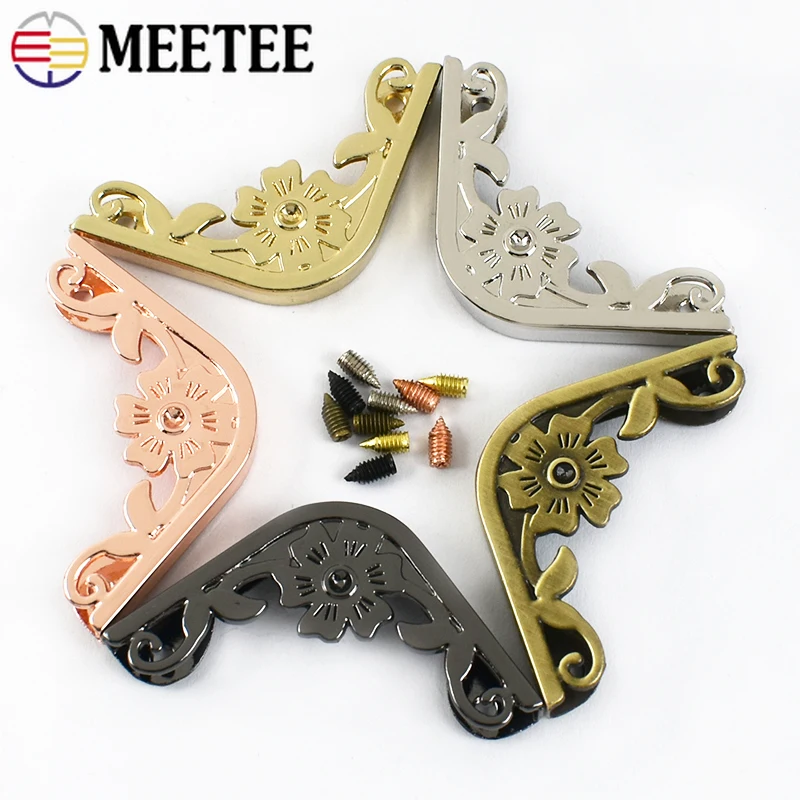 

4/8/10Pcs Meetee 35x46mm Metal Protect Corner Buckle Handbag Edge Clip Purse Decoration Screw Hook DIY Hardware Accessories