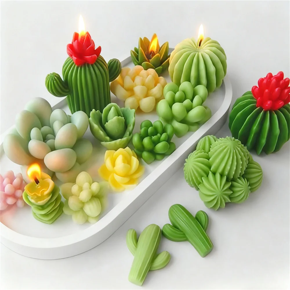 Moldes de silicona para suculentas, velas de aromaterapia, decoración de plantas de jardín, molde hecho a mano de Aloe Vera, decoración de maceta de Cactus suculento