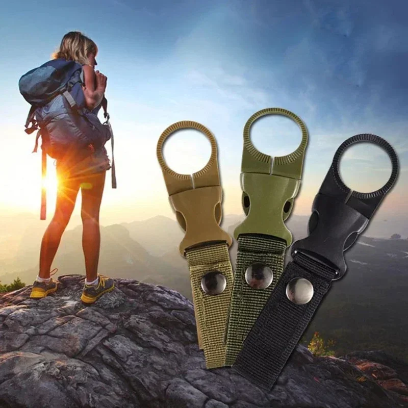 New Military Nylon Webbing Buckle Hook Water Bottle Holder Clip EDC Climb Carabiner Belt Backpack Hanger Camp