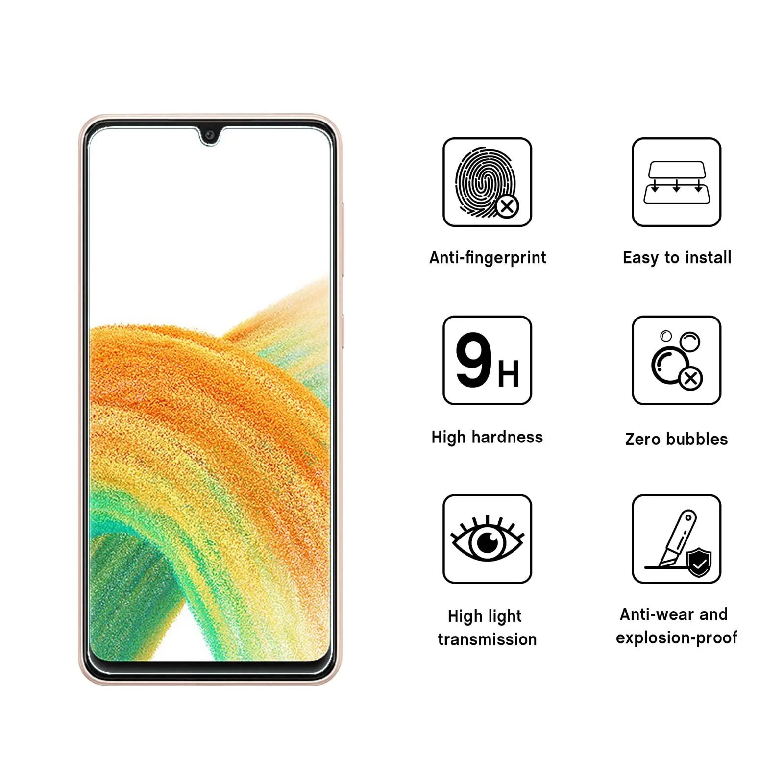 Displays chutz folie für Samsung Galaxy A33 5g gehärtetes Glas HD Kristall hoch Aluminium 9h hoch Aluminium Gehäuse freundlich – Detail 3