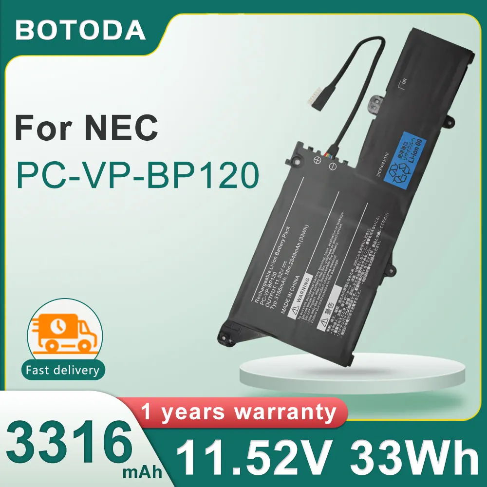 

BOTODA PC-VP-BP120 PC-VP-BP126 11.52V-33Wh/3166mAh Laptop Battery For NEC LaVie GN10R7 GN10R8 PC-VKE15HZG3 VKE15H-3 VKT12/H-1