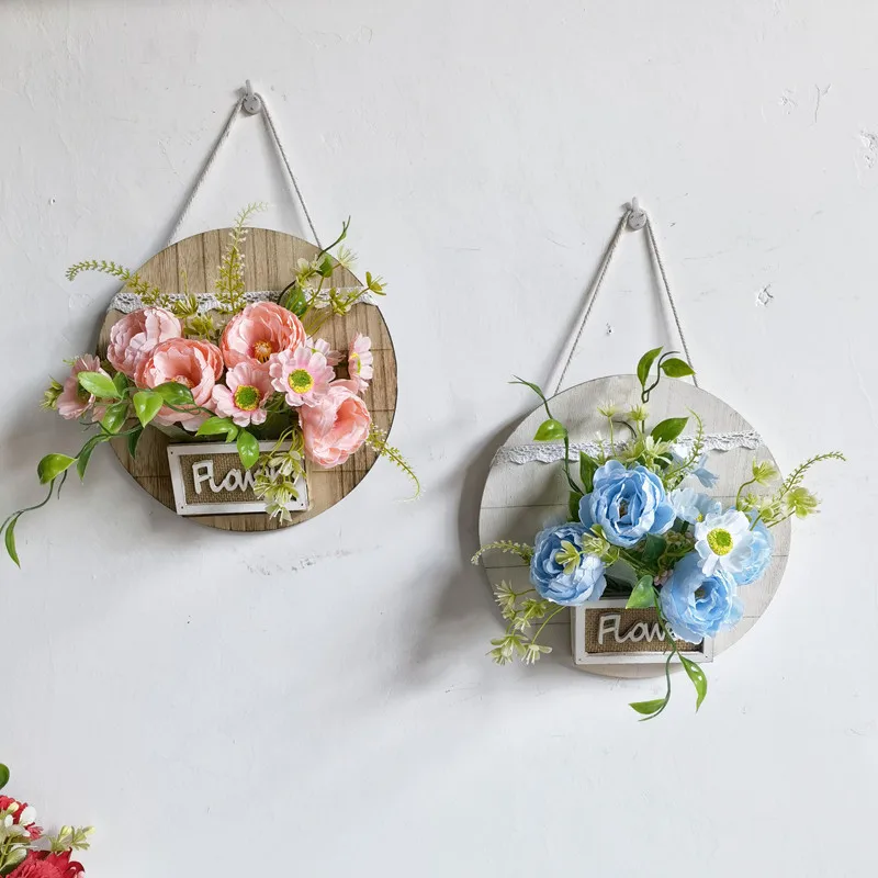 

Simulation Lavender Green Plant Decorative Flower Basket Wall Hanging Flower Pot Decorative Ornaments Living Room Wall Flower Ar