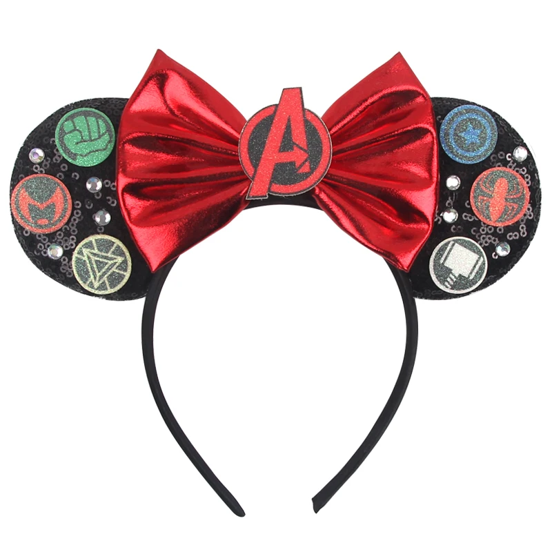 1pc Cartoon Charakter Maus Ohren Stirnband Pailletten 5 "Bogen Haarband Für Mädchen Frauen Festival Party DIY Haar zubehör – Detail 9