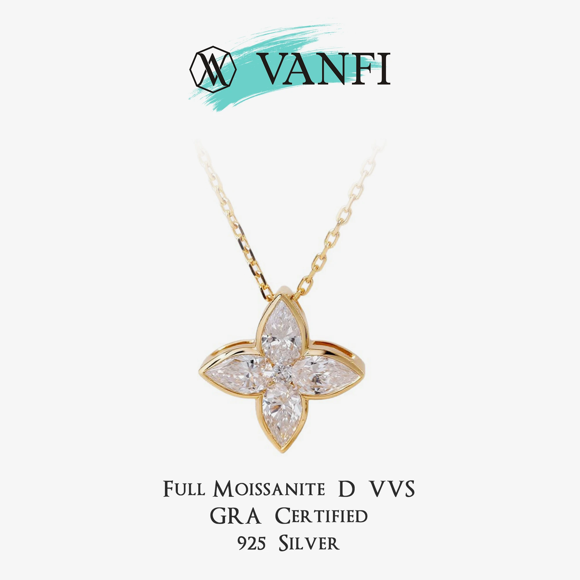 

Сертифицированное Kfvanfi ожерелье с подвеской в виде клевера из муассанита для женщин, стерлинговое серебро 925 пробы, белое золото 18 карат, роскошные блестящие ювелирные изделия