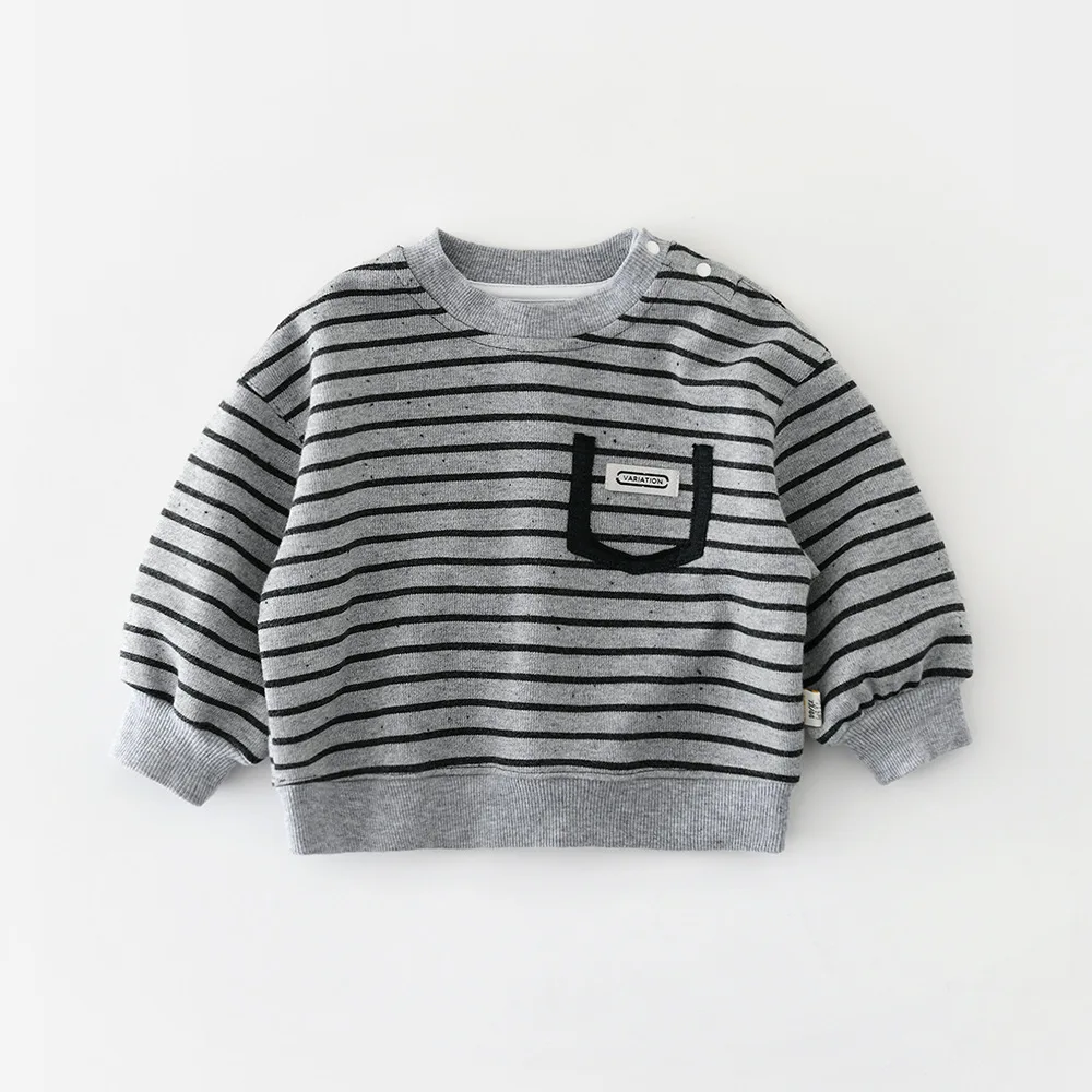 2026 ربيع جديد طفل طويل الأكمام مخطط البلوز الفتيان الفتيات بلوزة كاجوال الرضع القطن فضفاض القمم ملابس الأطفال