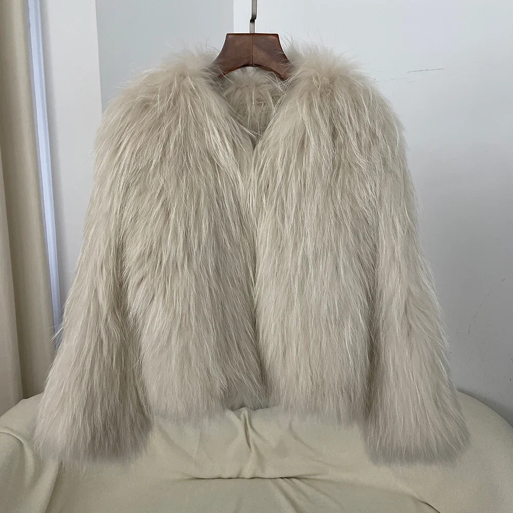 OFTBUY Double-sided Fashion Thickened Woven Fur Coat 2024 Autumn Winter New Natural Raccoon Fur Jacket Warm Fur Jacket Women