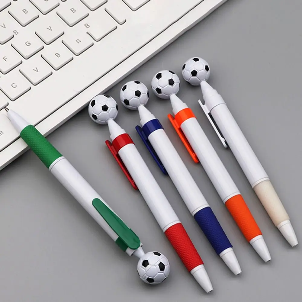 5 Pcs/Bag Party Gift Cute Football Ballpoint Pen Multi-use Creative Writing Pens Portable Soccer Shape Ink Pens Students