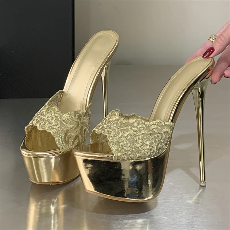 

Eilyken/женские тапочки, пикантные туфли для стриптиза на очень тонком высоком каблуке, модные шлепанцы на платформе с открытым носком, Zapatos De Mujer