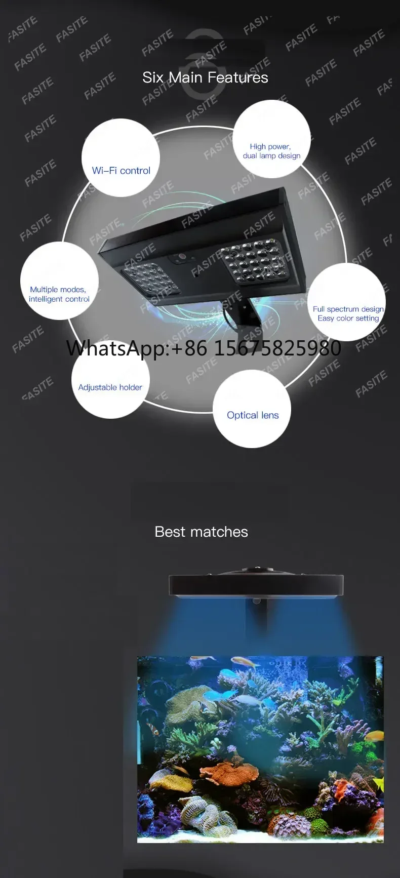 Jebao ML-60 High Power Dual LED Reef Light WIFI Mobile Control Marine Aquarium Lamp